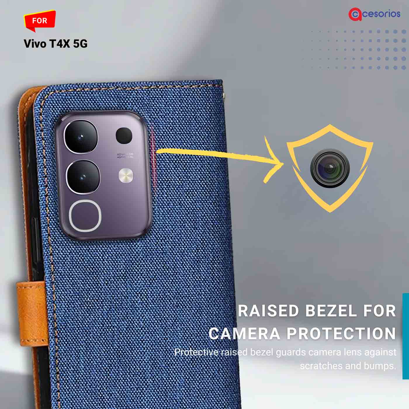 Accesorios Vivo T4X 5G denim flip cover – Blue – Image 2 #color_