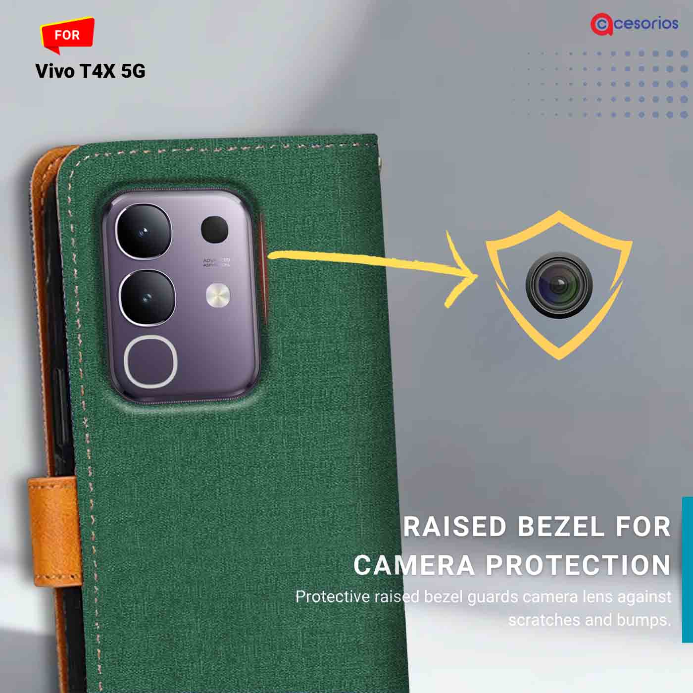 Canvas & Suede back panel — Vivo T4X 5G in Green mobile case