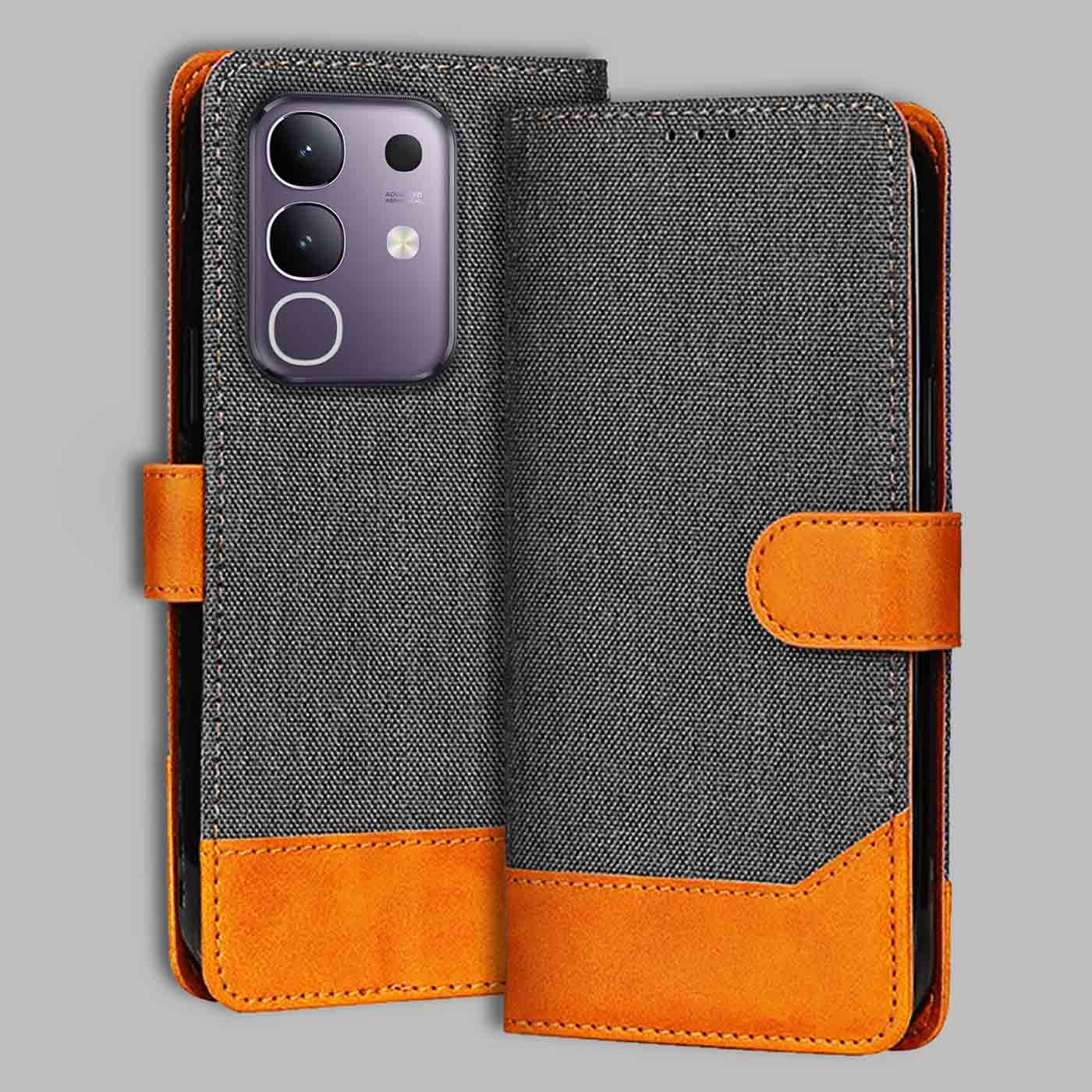 Accesorios Vivo T4X 5G denim flip cover – Grey – Image 1 #color_