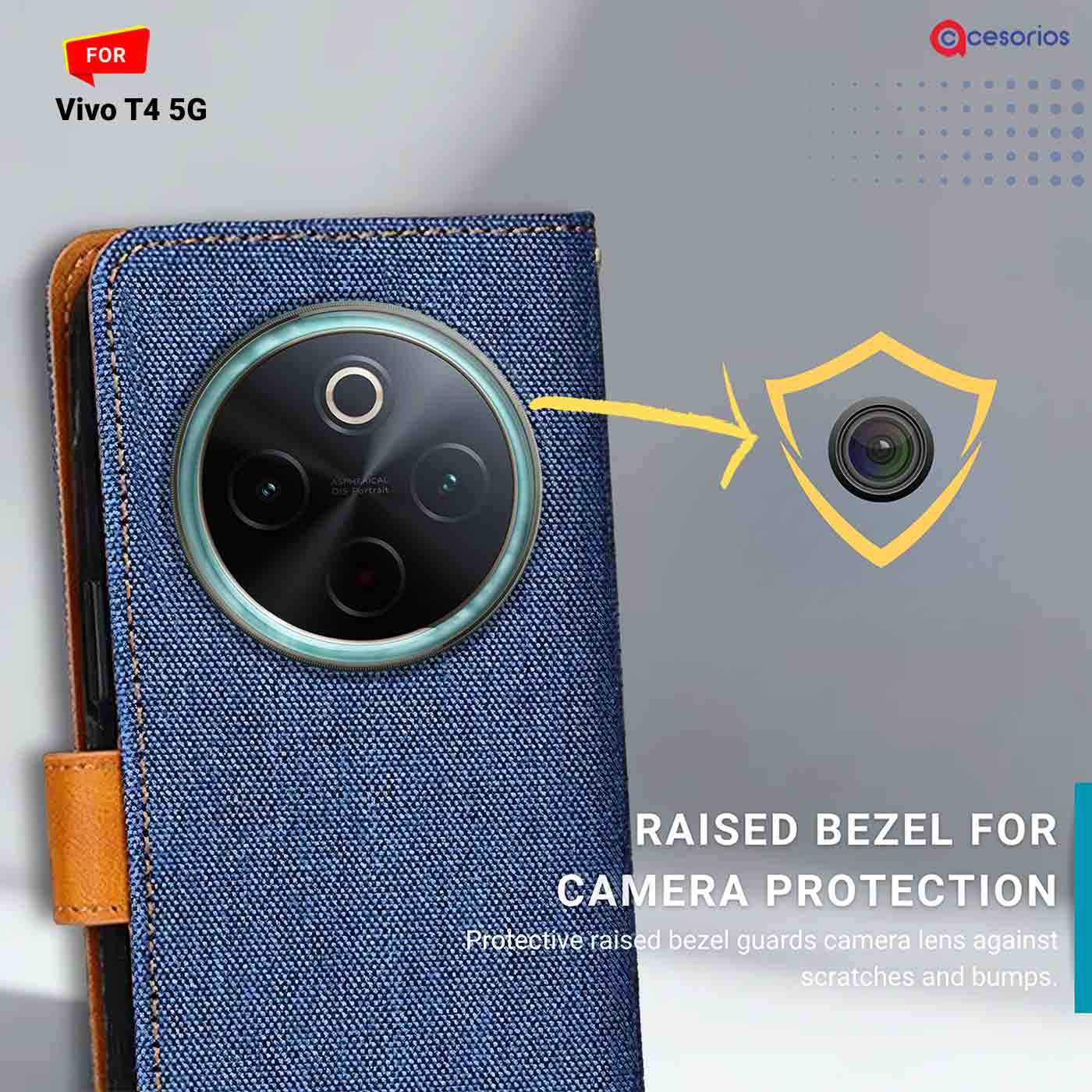 Accesorios Vivo T4 5G denim flip cover – Blue – Image 2 #color_