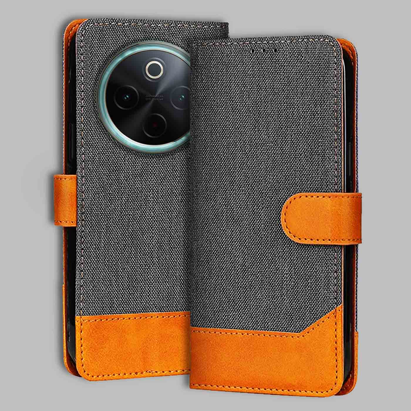 Accesorios Vivo T4 5G denim flip cover – Grey – Image 1 #color_