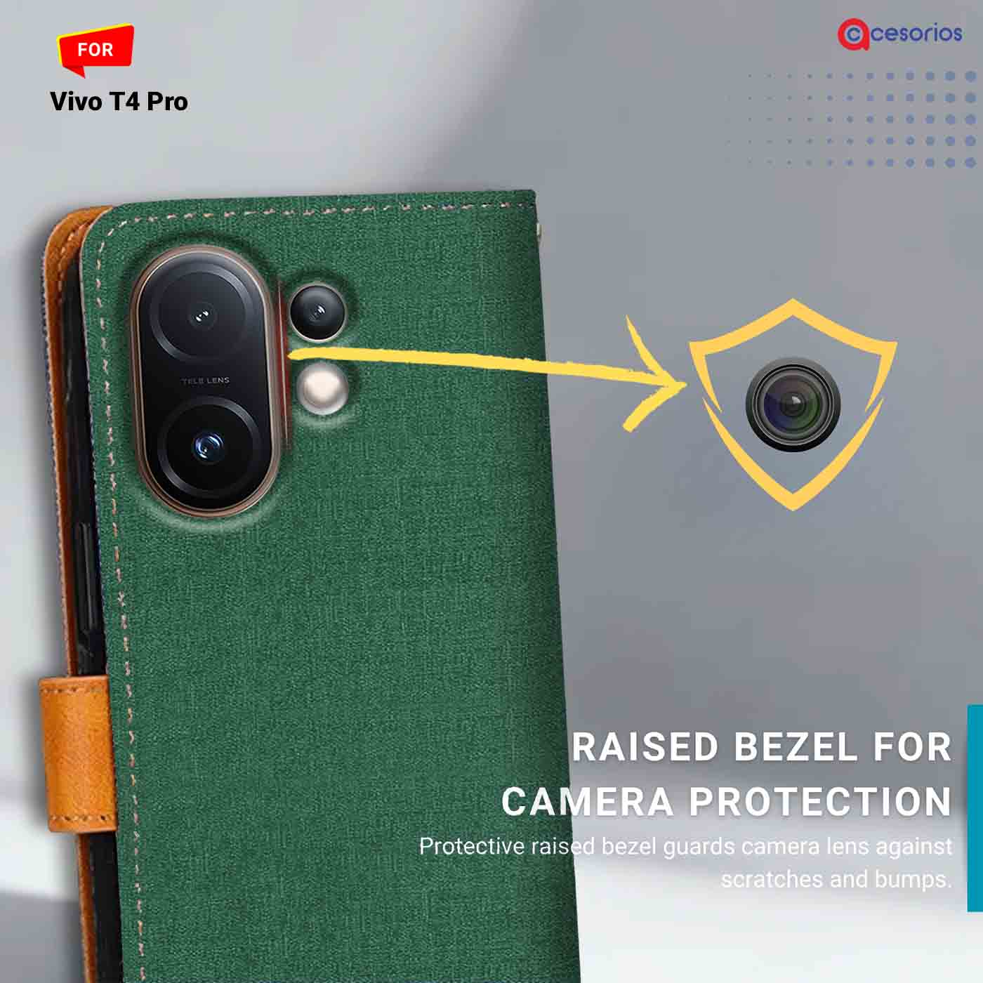 Canvas & Suede back panel — Vivo T4 Pro 5G in Green mobile case
