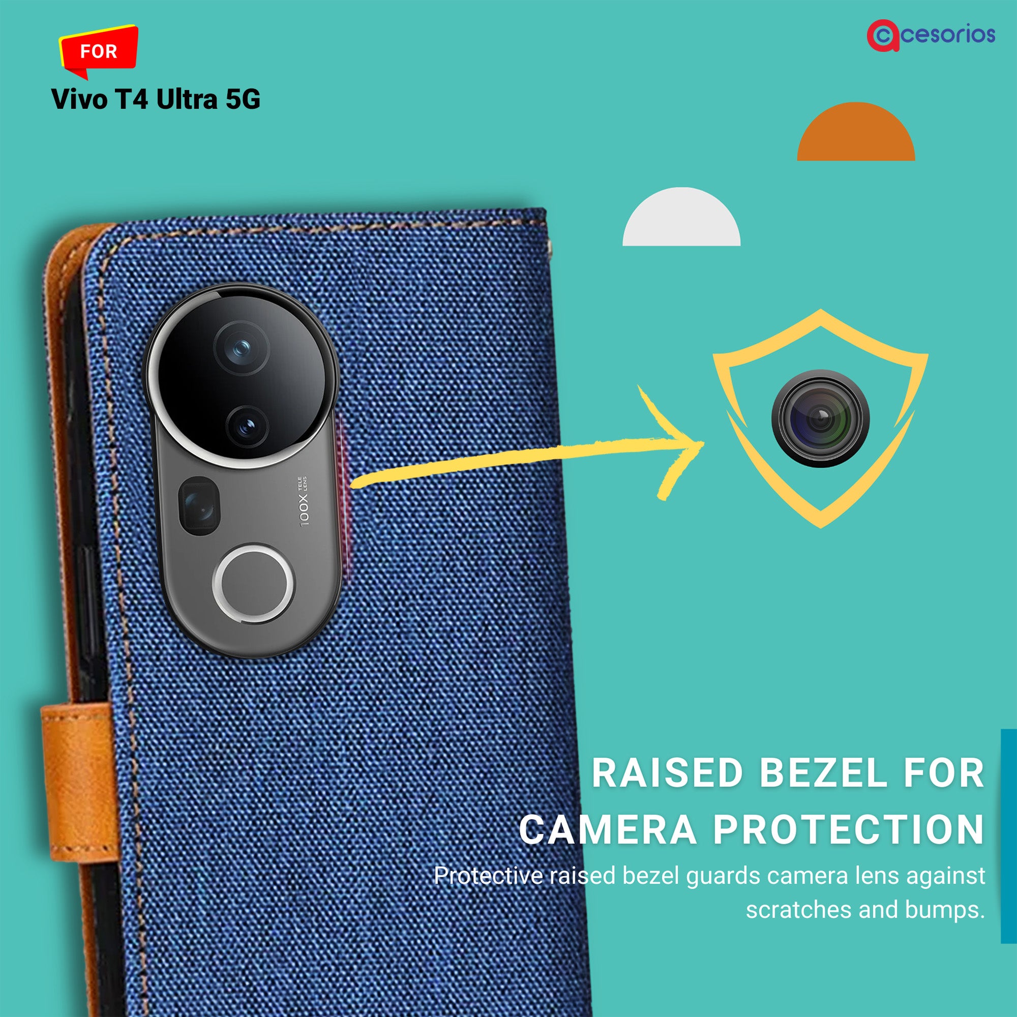 Accesorios Vivo T4 Ultra 5G denim flip cover – Blue – Image 2 #color_blue