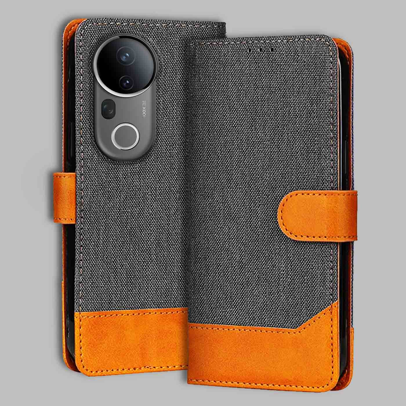 Accesorios Vivo T4 Ultra 5G denim flip cover – Grey – Image 1 #color_