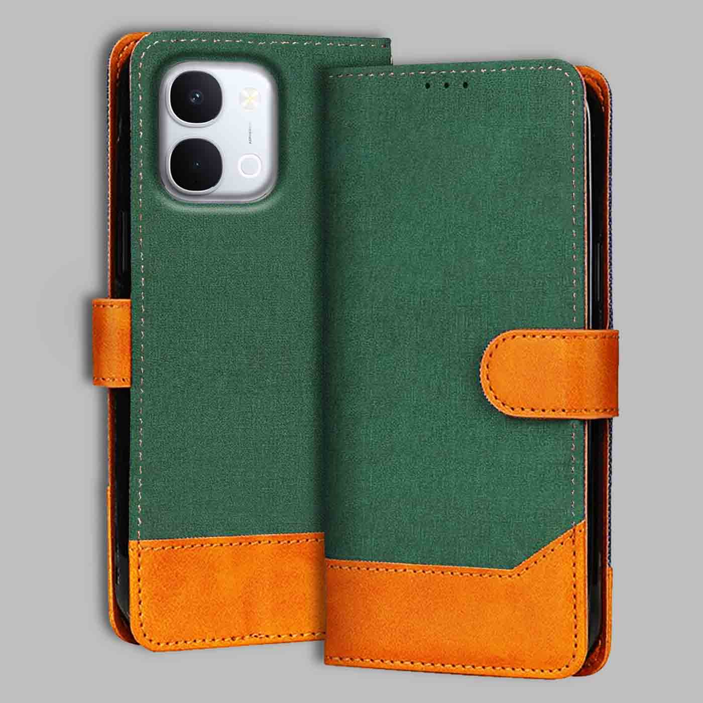 Accesorios Vivo T5X 5G denim flip cover – Green – Image 1 #color_g