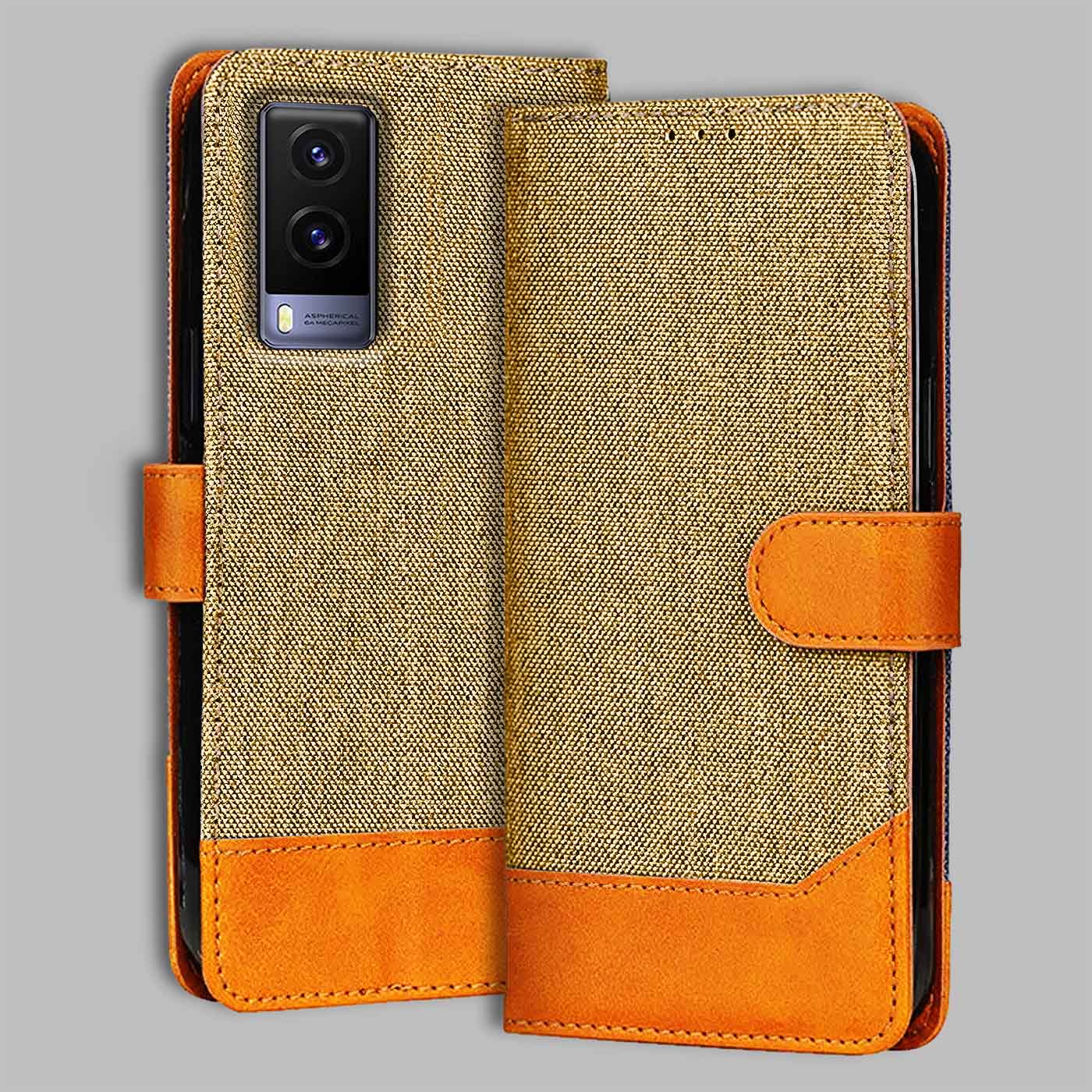 Accesorios Vivo V21E denim flip cover – Light Brown – Image 1 #color_light b