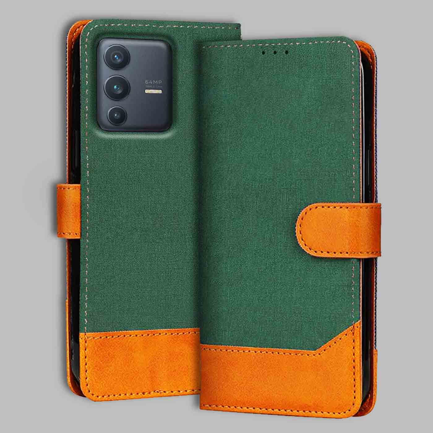 Accesorios Vivo V23 5G denim flip cover – Green – Image 1 #color_g