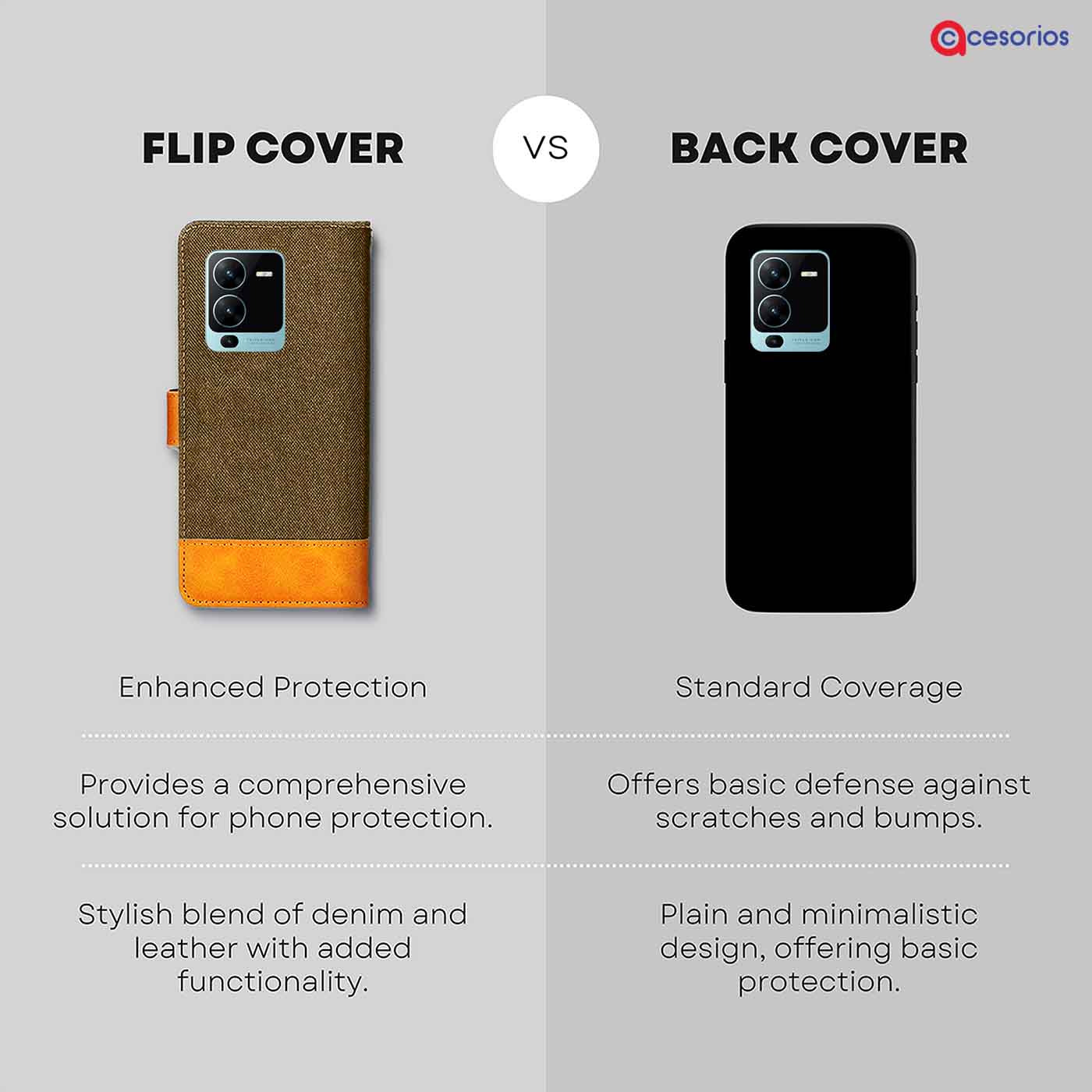 Accesorios Vivo V25 Pro denim flip cover – Dark Brown – Image 8 #color_dark b