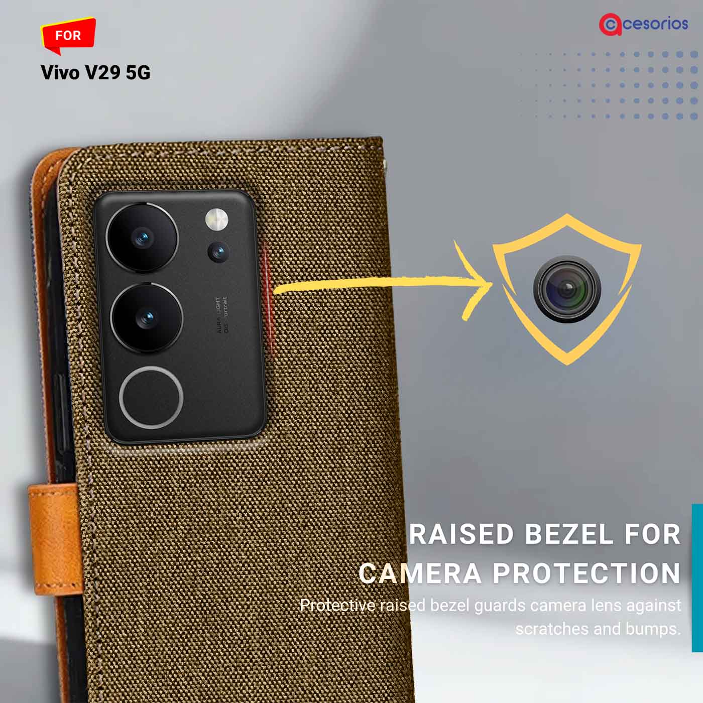 Accesorios Vivo V29 5G denim flip cover – Dark Brown – Image 2 #color_dark b