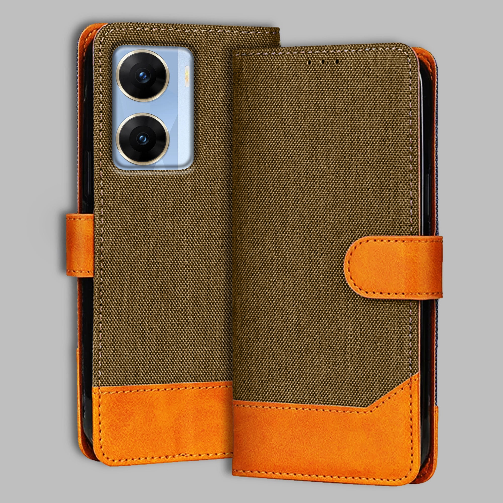 Accesorios Vivo V29E denim flip cover – Dark Brown – Image 1 #color_dark b