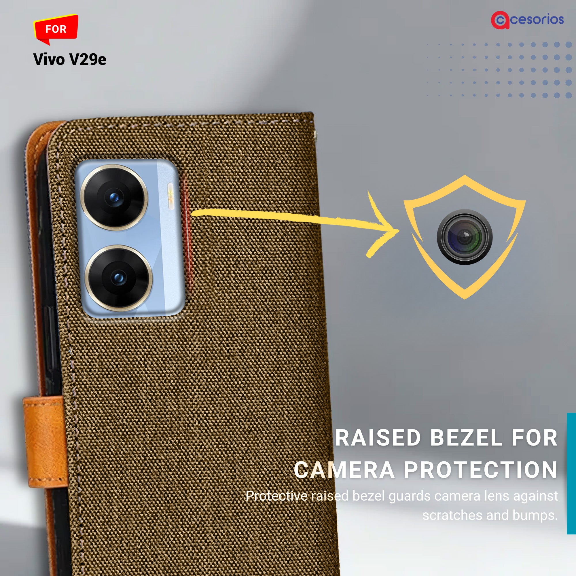 Accesorios Vivo V29E denim flip cover – Dark Brown – Image 2 #color_dark b