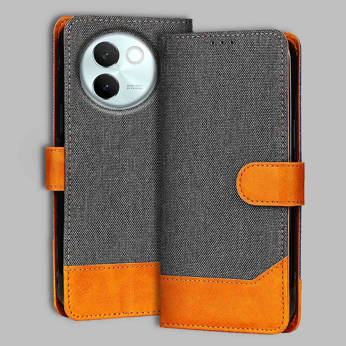 Accesorios Vivo V30E denim flip cover – Grey – Image 1 #color_