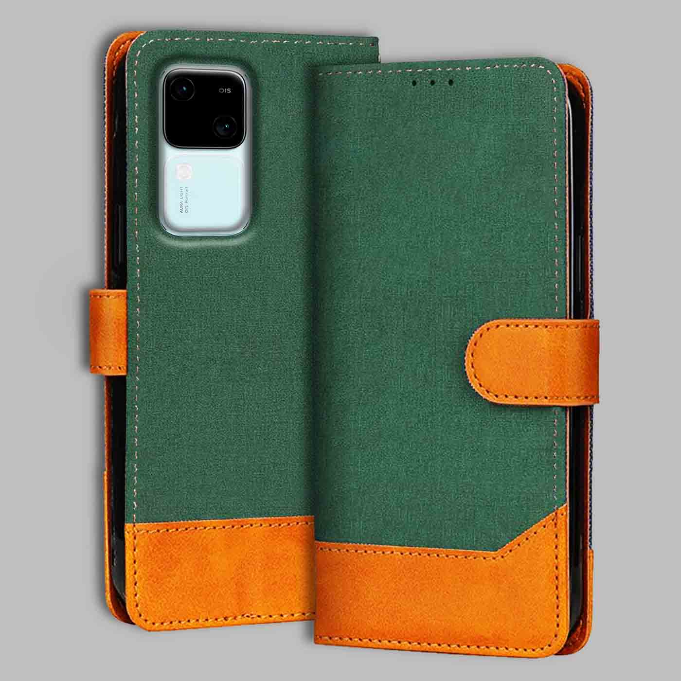 Accesorios Vivo V30 5G denim flip cover – Green – Image 1 #color_g