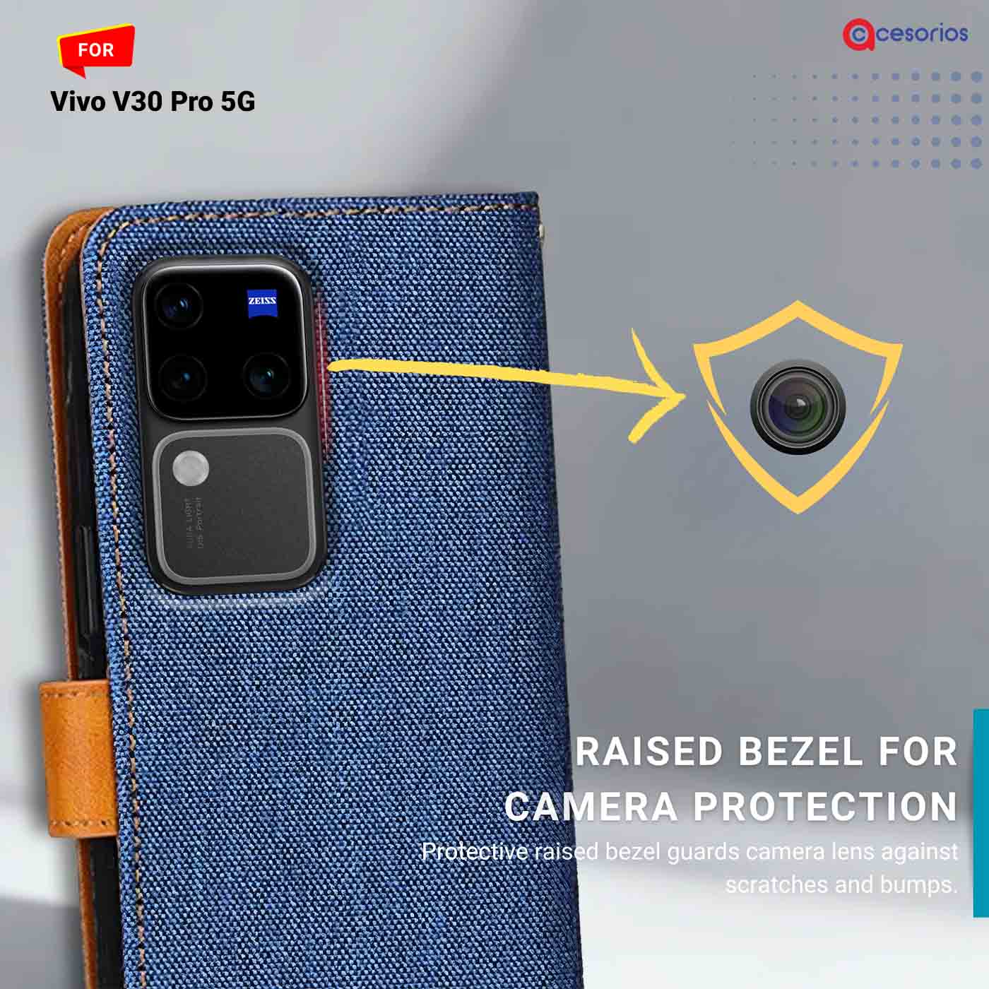 Accesorios Vivo V30 Pro 5G denim flip cover – Blue – Image 2 #color_