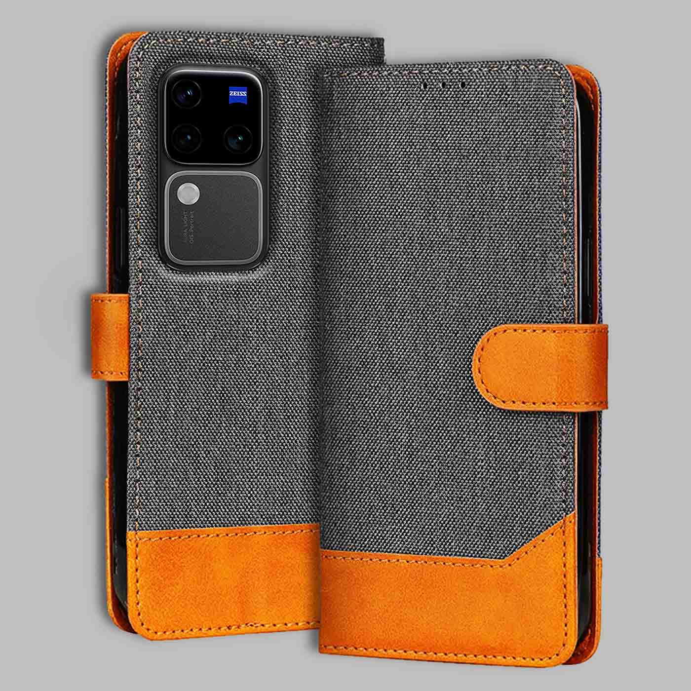Accesorios Vivo V30 Pro 5G denim flip cover – Grey – Image 1 #color_