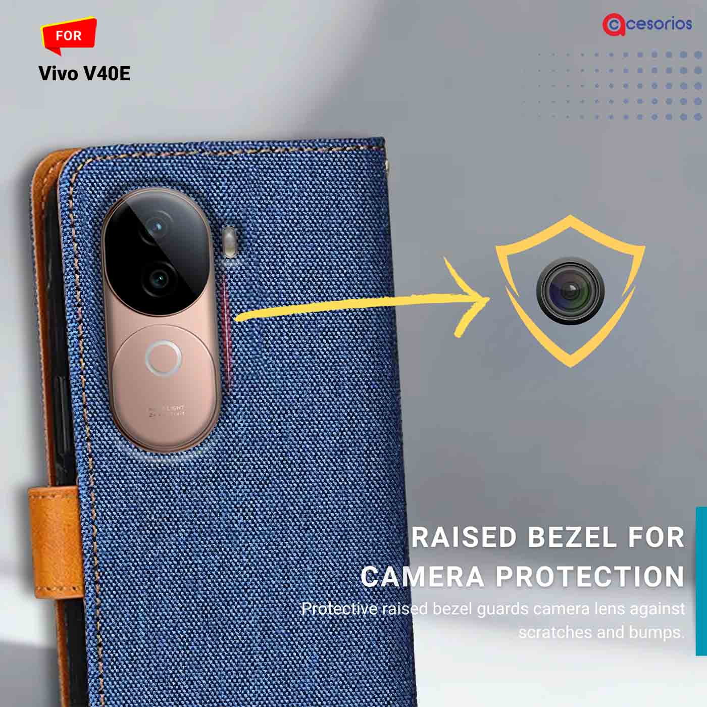 Accesorios Vivo V40E denim flip cover – Blue – Image 2 #color_