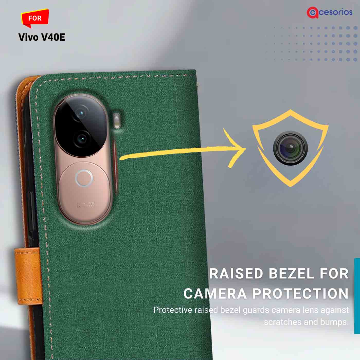 Canvas & Suede back panel — Vivo V40E in Green mobile case