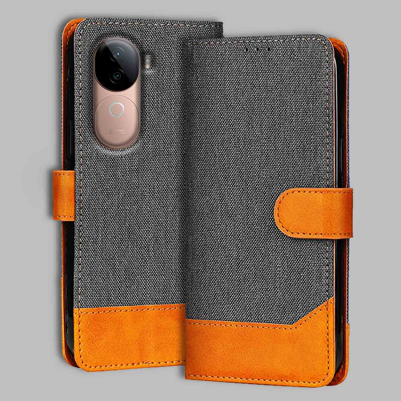 Accesorios Vivo V40E denim flip cover – Grey – Image 1 #color_
