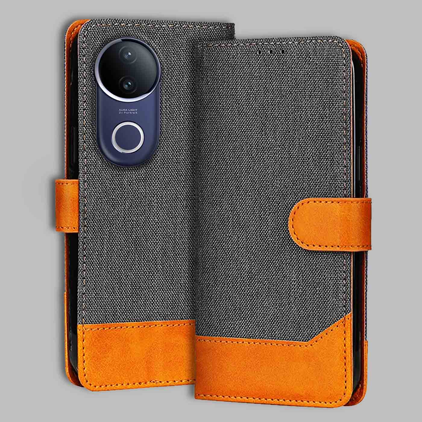 Accesorios Vivo V50E 5G denim flip cover – Grey – Image 1 #color_