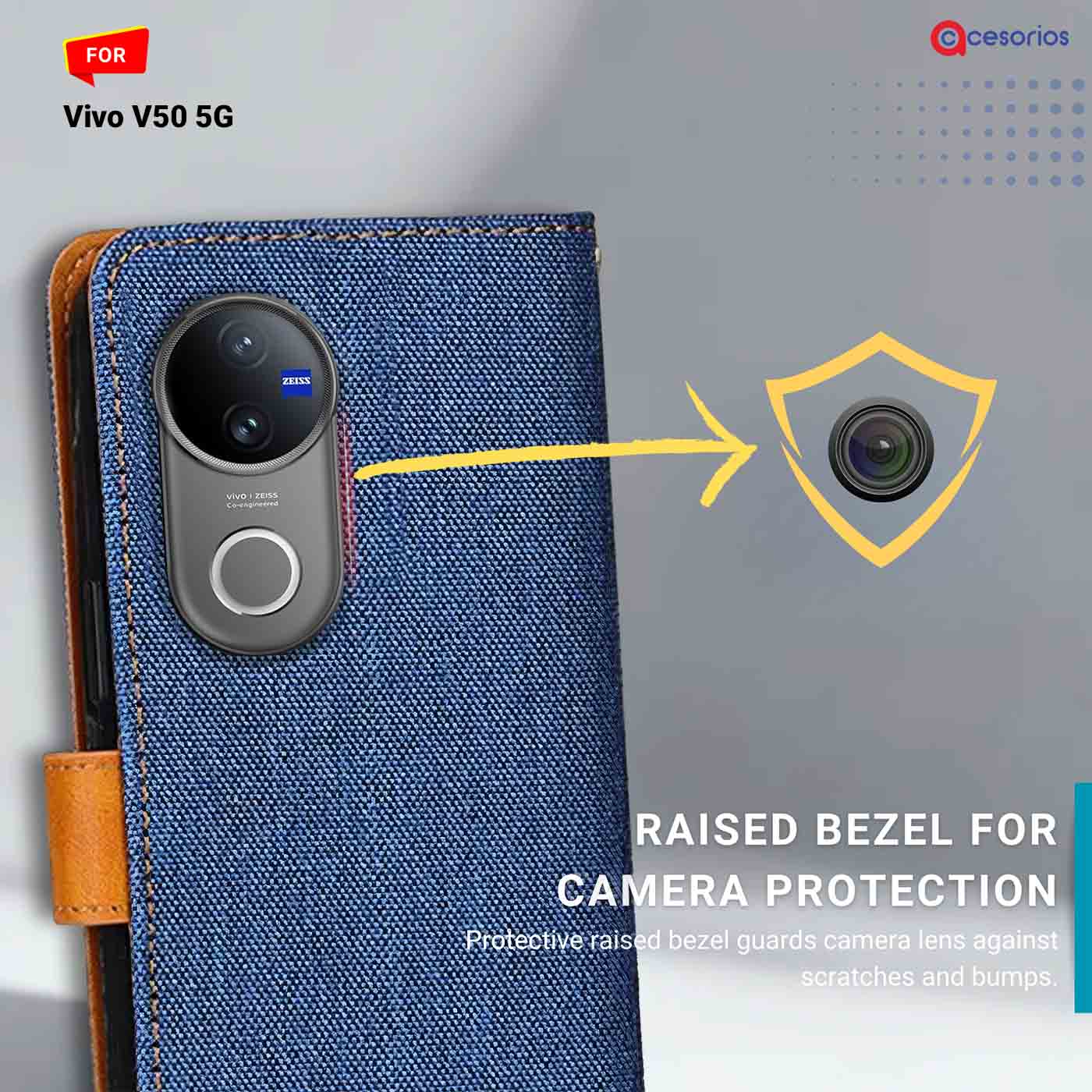 Accesorios Vivo V50 5G denim flip cover – Blue – Image 2 #color_