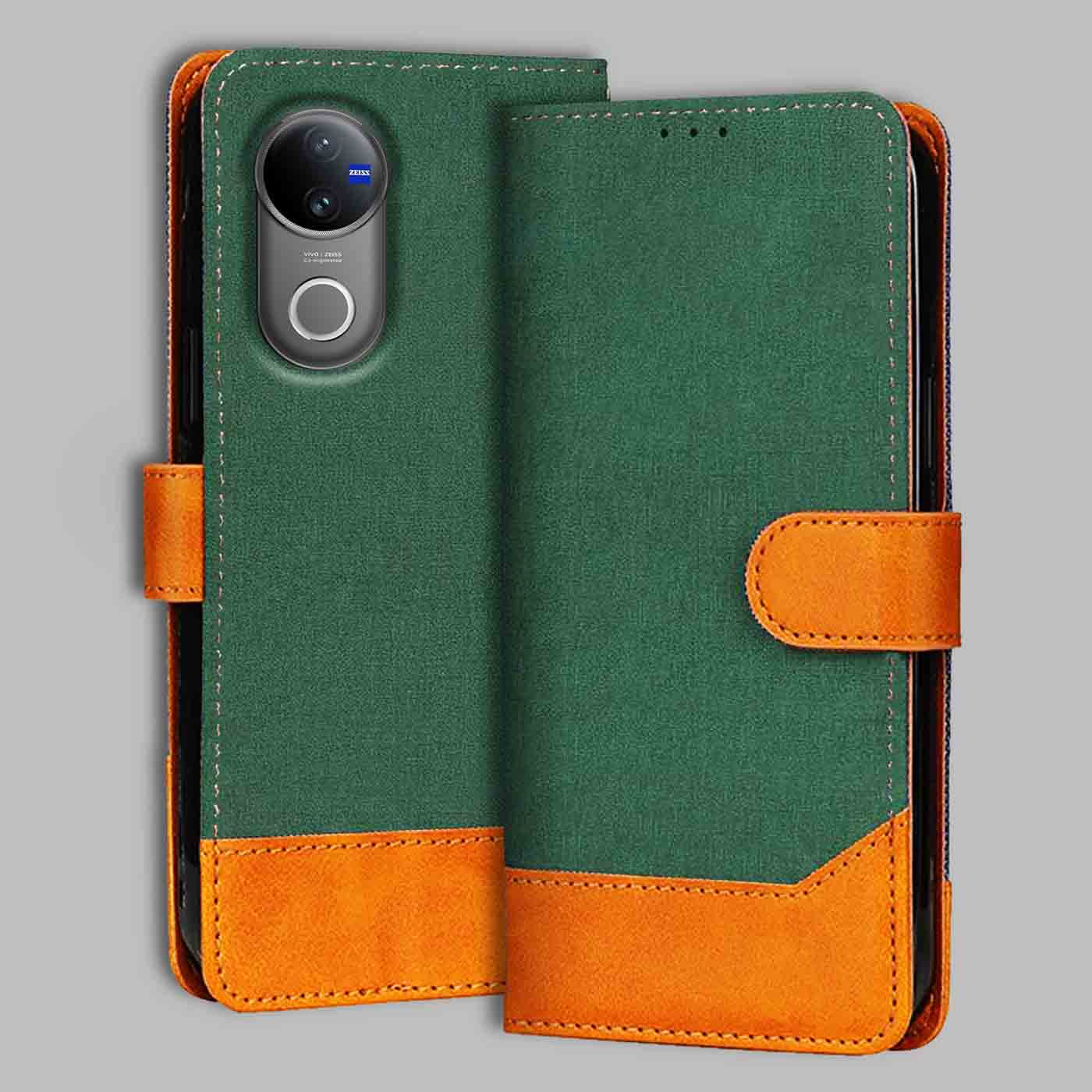 Accesorios Vivo V50 5G denim flip cover – Green – Image 1 #color_g