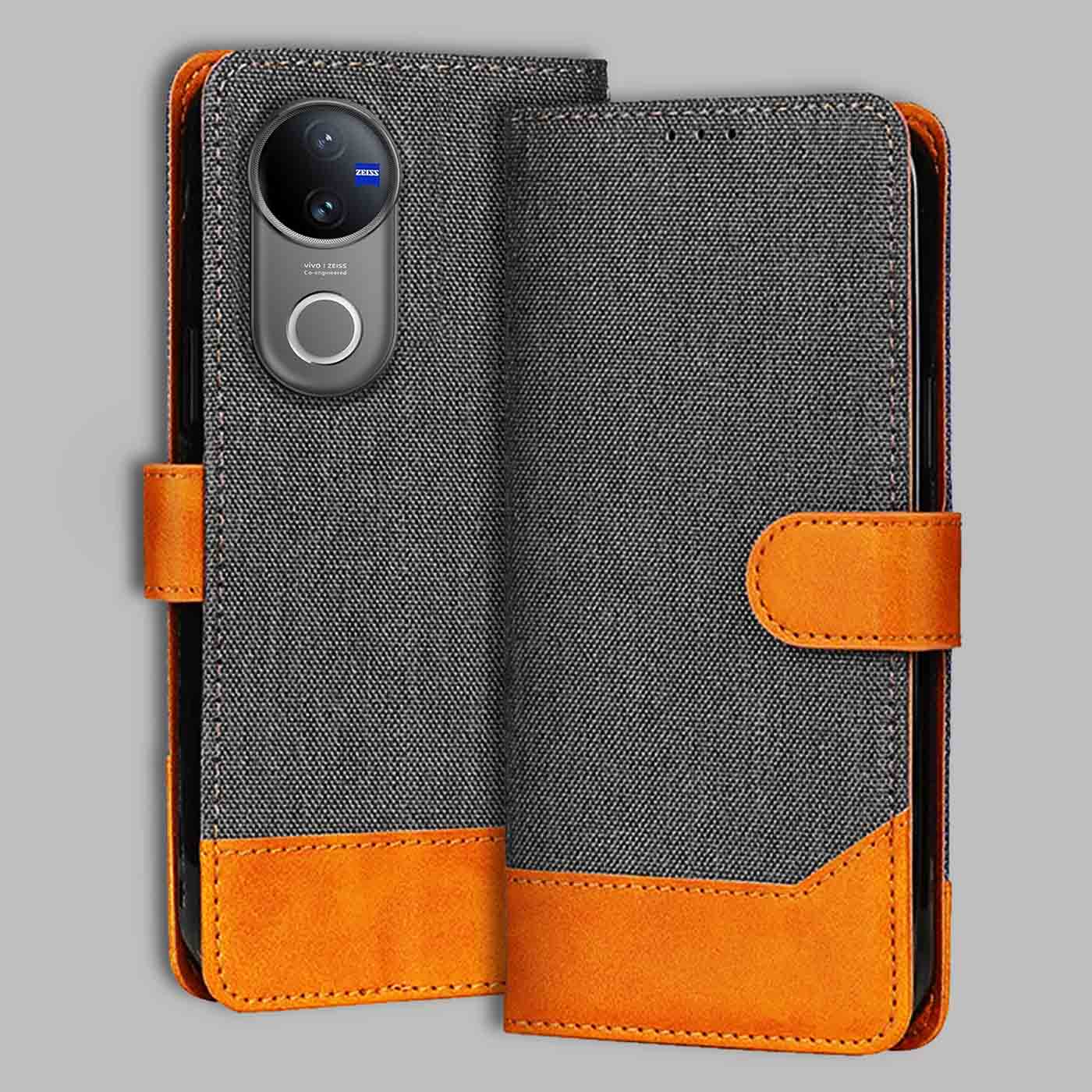 Accesorios Vivo V50 5G denim flip cover – Grey – Image 1 #color_