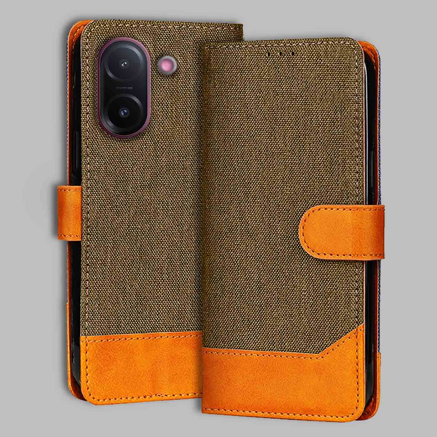 Accesorios Vivo V60E denim flip cover – Dark Brown – Image 1 #color_dark b