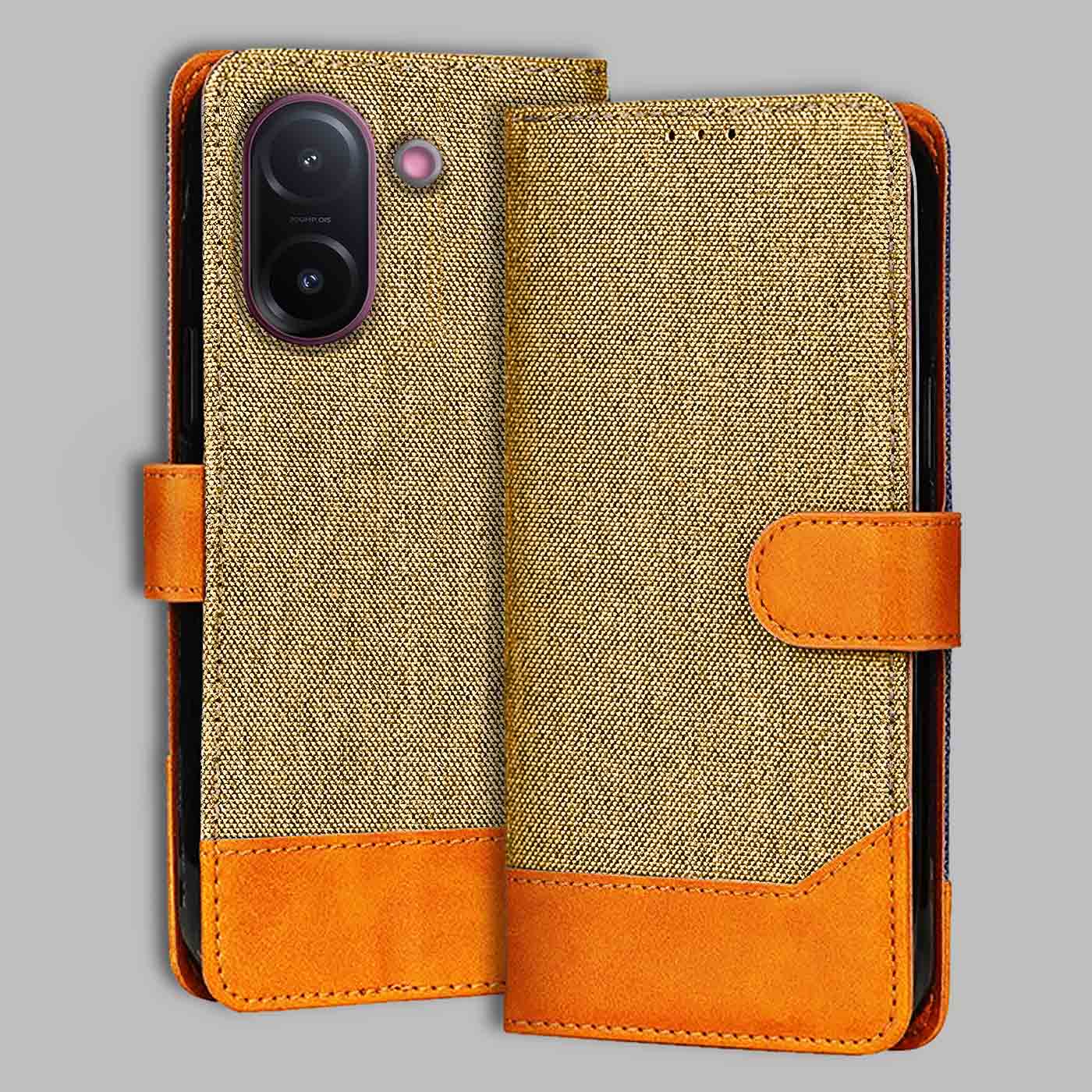 Accesorios Vivo V60E denim flip cover – Light Brown – Image 1 #color_light b