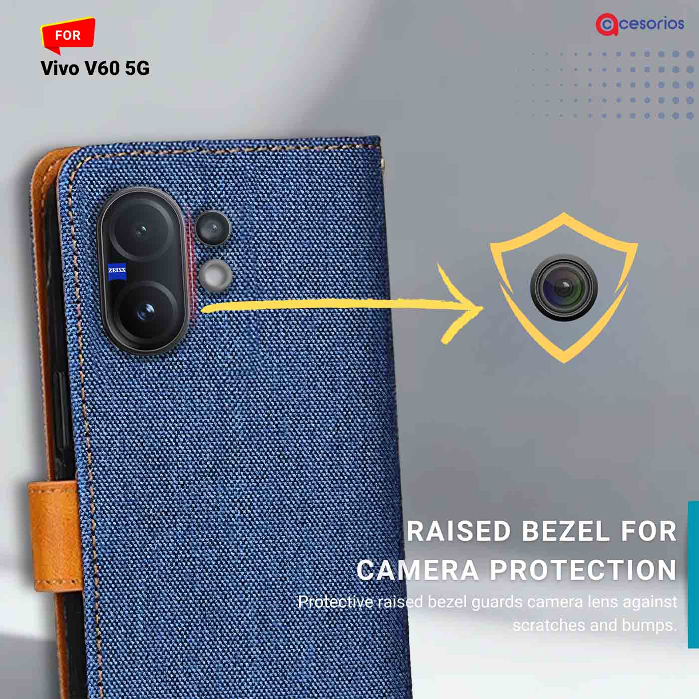 Accesorios Vivo V60 5G denim flip cover – Blue – Image 2 #color_