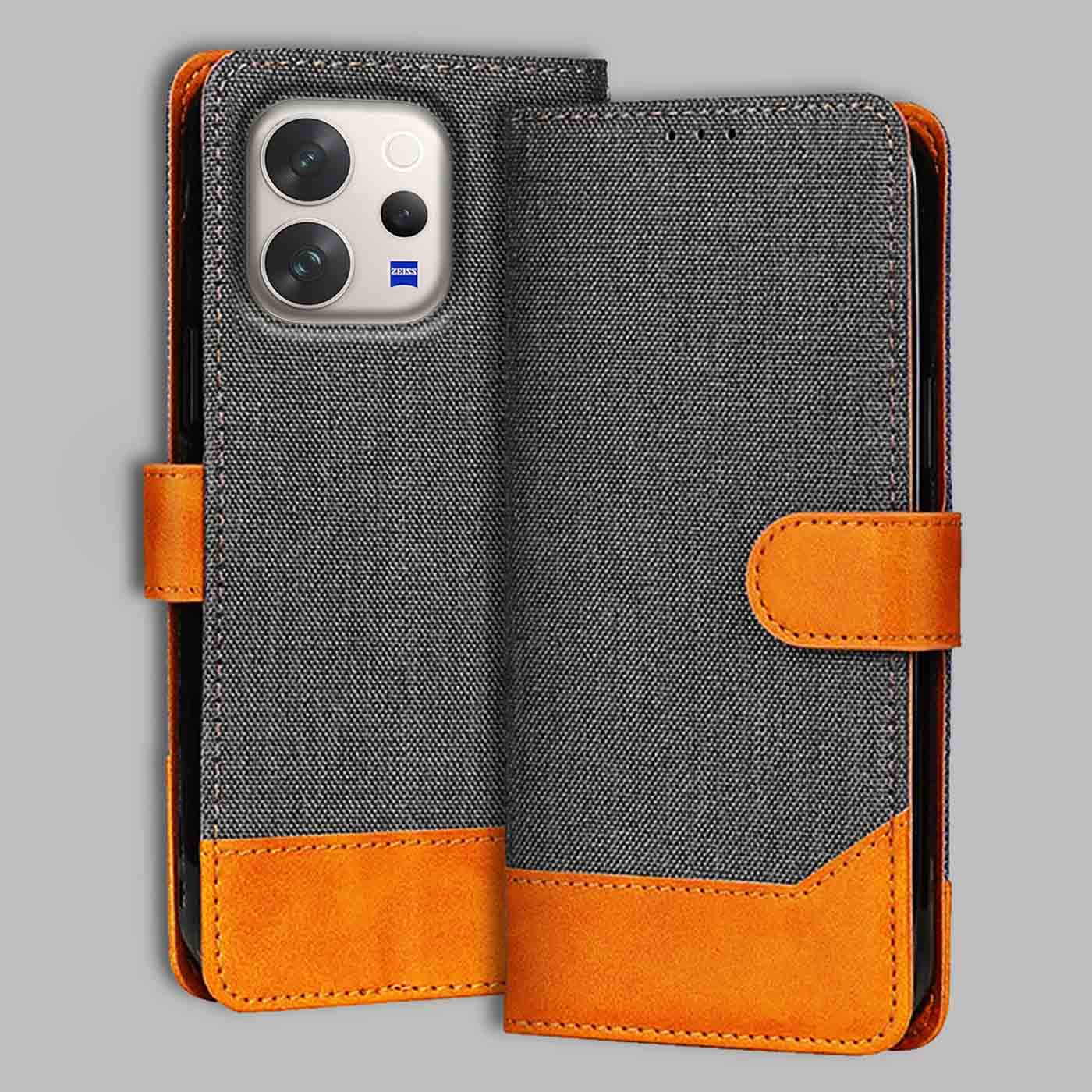 Accesorios Vivo V70 5G denim flip cover – Grey – Image 1 #color_