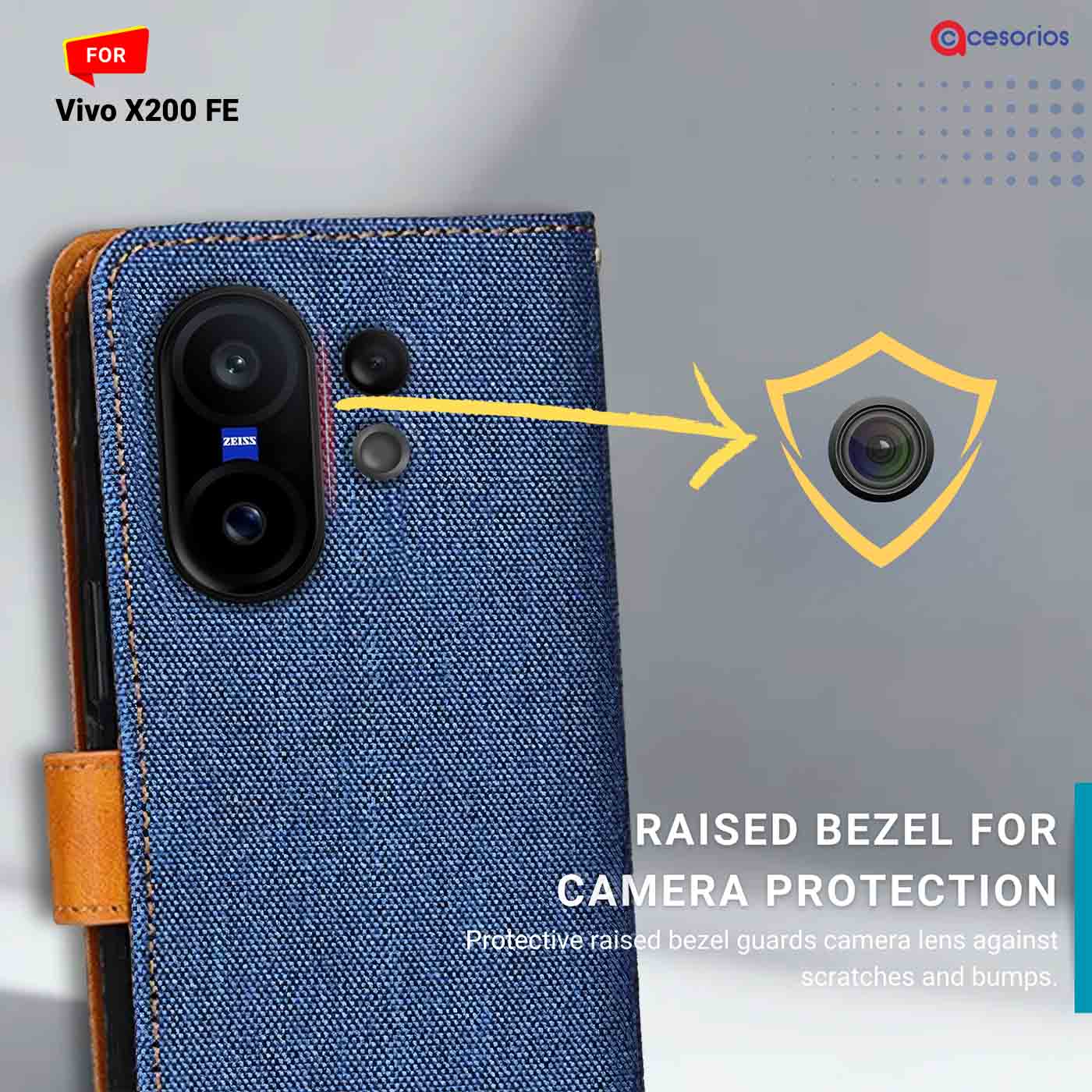 Accesorios Vivo X200 Fe denim flip cover – Blue – Image 2 #color_