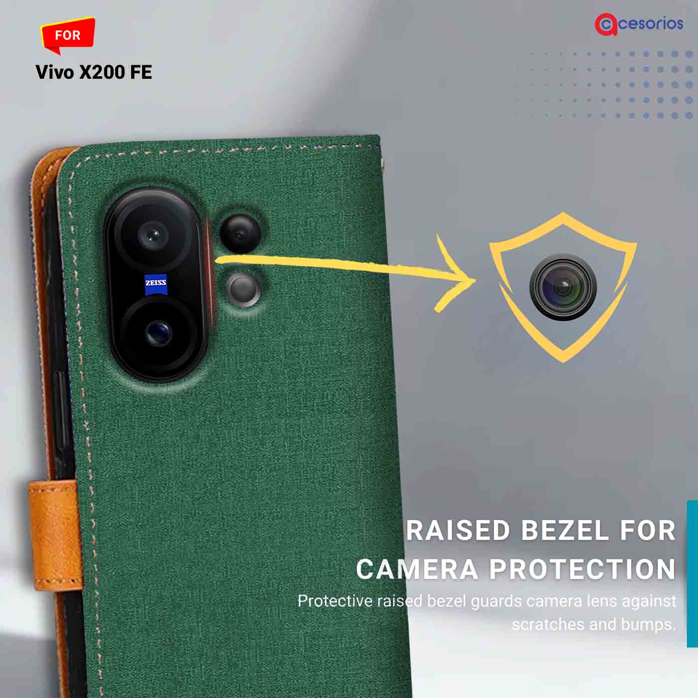 Canvas & Suede back panel — Vivo X200 FE 5G in Green mobile case