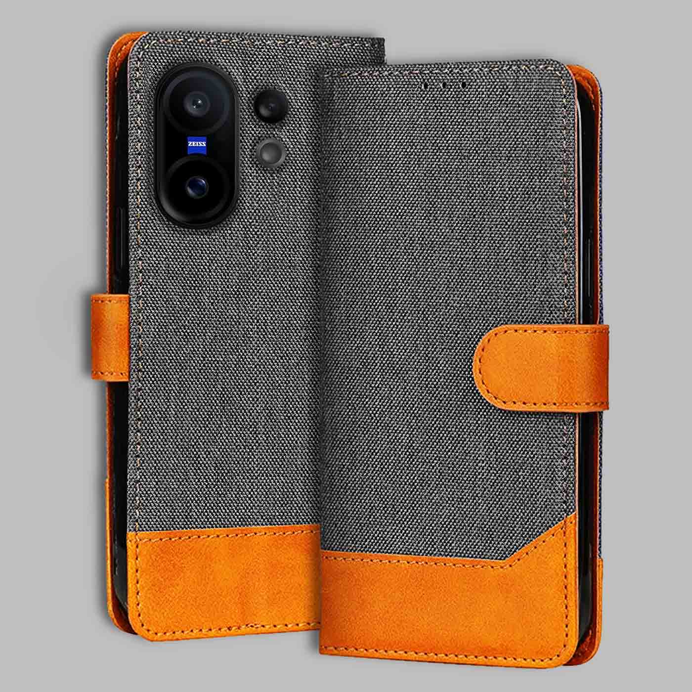 Accesorios Vivo X200 Fe denim flip cover – Grey – Image 1 #color_