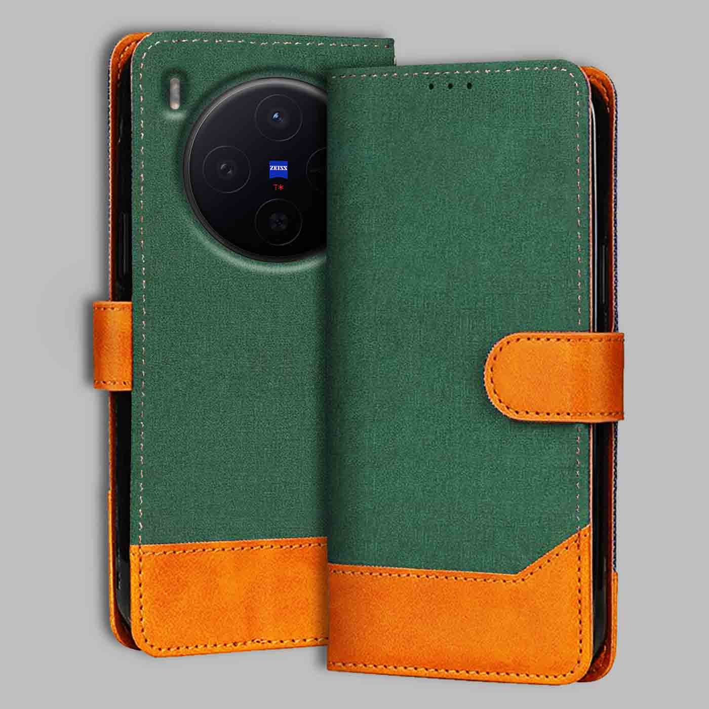 Accesorios Vivo X300 5G denim flip cover – Green – Image 1 #color_g