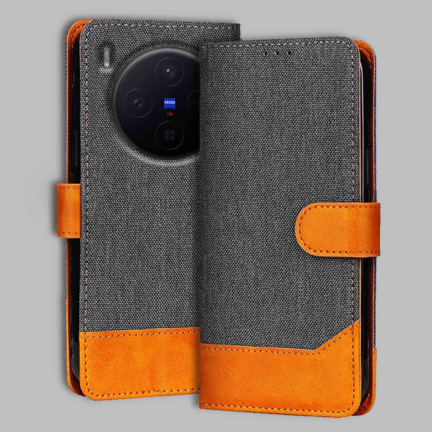 Accesorios Vivo X300 5G denim flip cover – Grey – Image 1 #color_