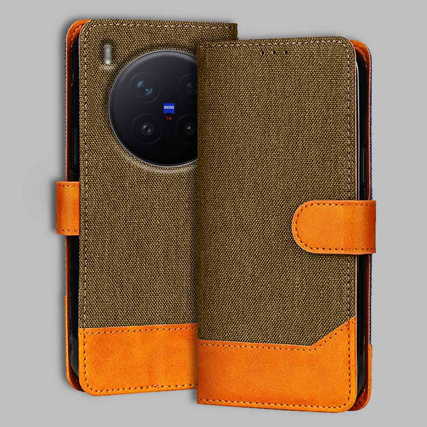 Accesorios Vivo X300 Pro 5G denim flip cover – Dark Brown – Image 1 #color_dark b