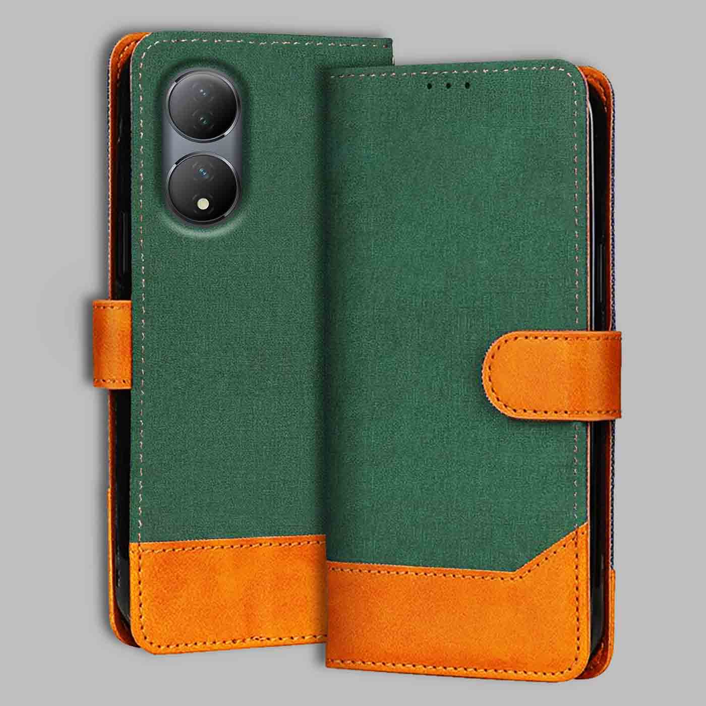 Accesorios Vivo Y100A 5G denim flip cover – Green – Image 1 #color_g
