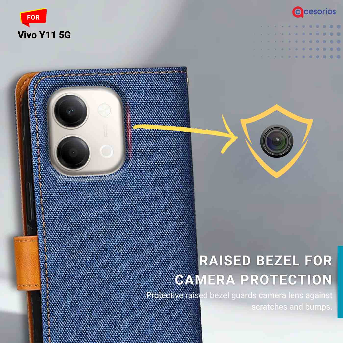 Denim & Leather back panel — Vivo Y11 5G in Blue mobile case