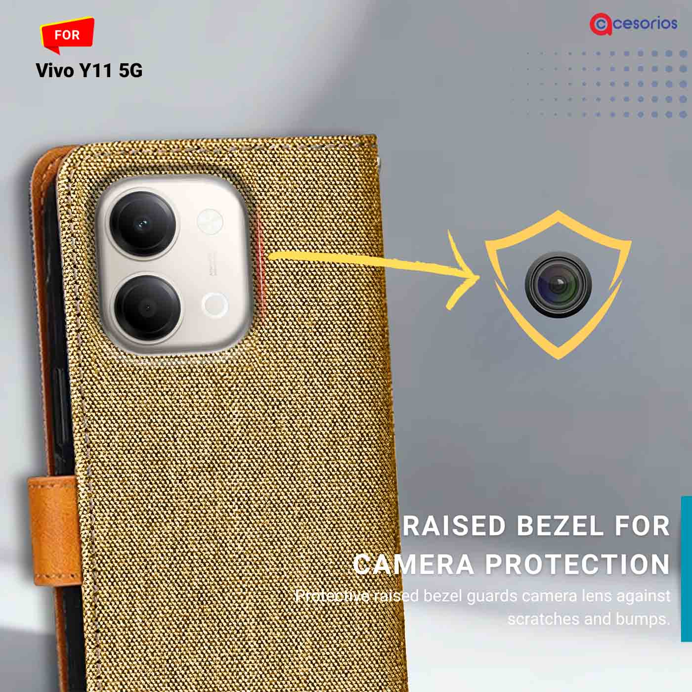 Denim & Leather back panel — Vivo Y11 5G mobile case