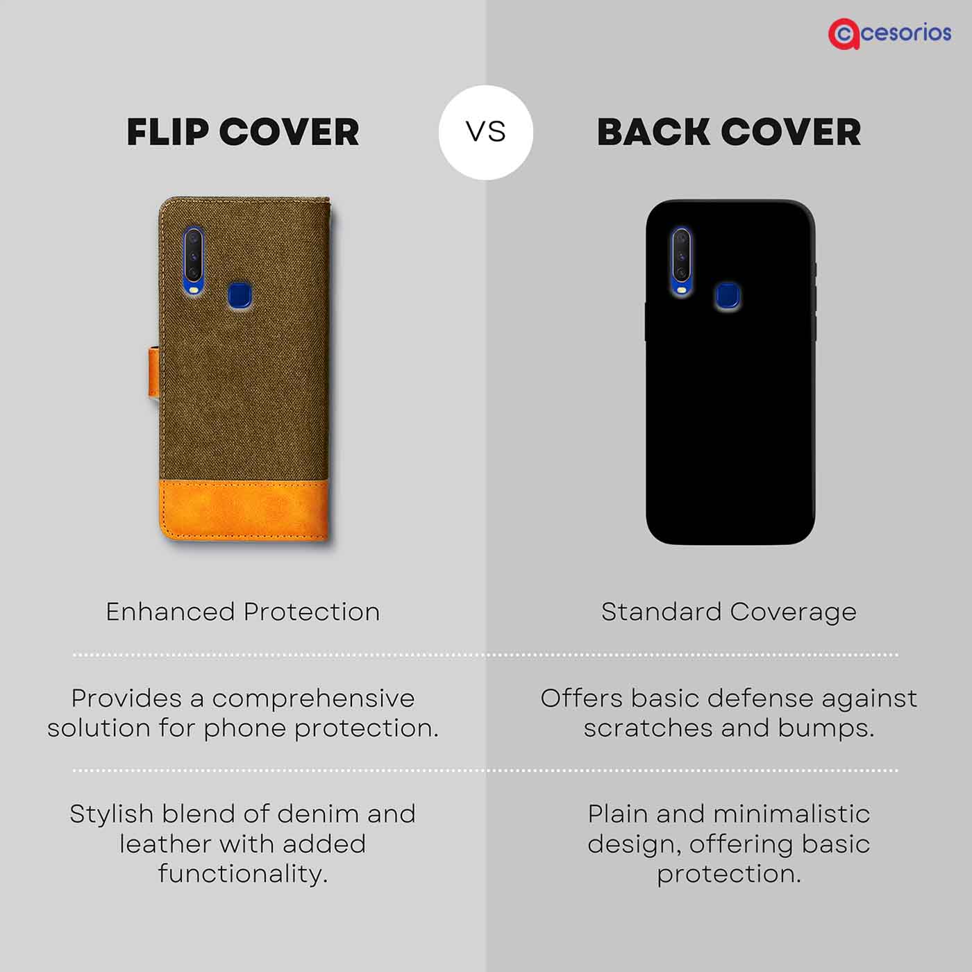 Accesorios Vivo Y15 denim flip cover – Dark Brown – Image 8 #color_dark b