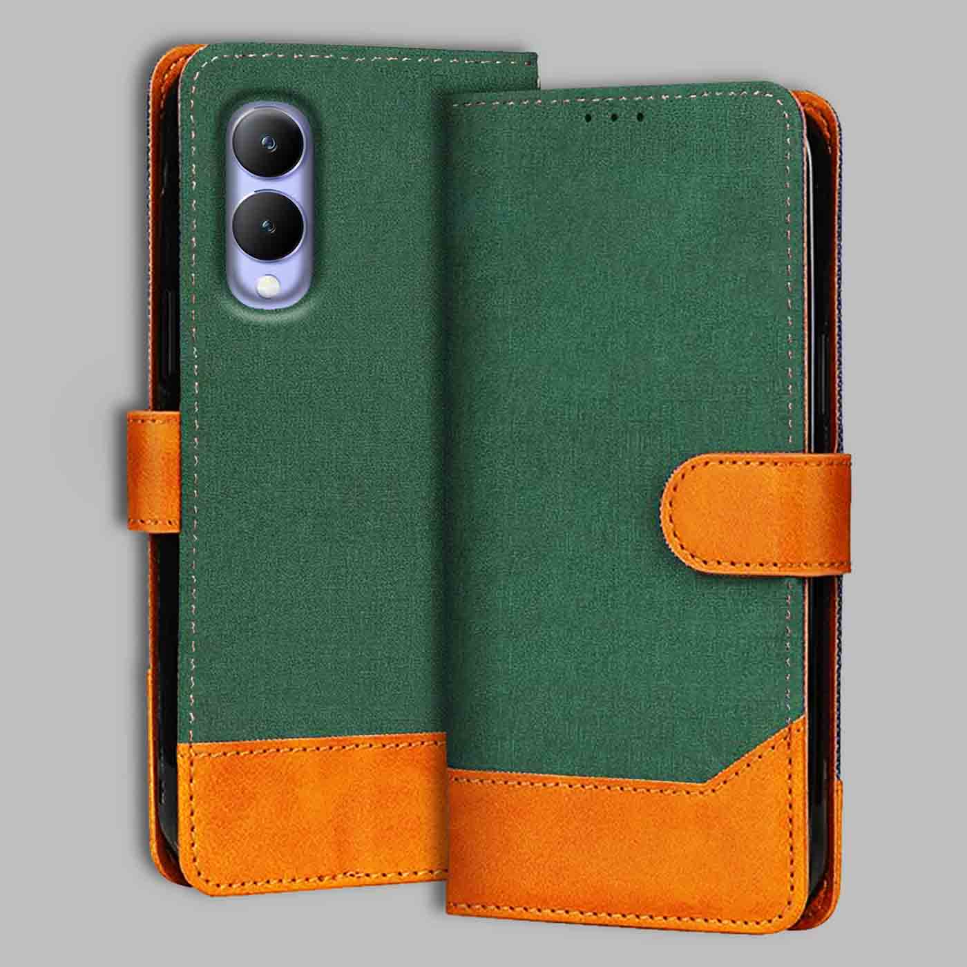 Accesorios Vivo Y17S denim flip cover – Green – Image 1 #color_g
