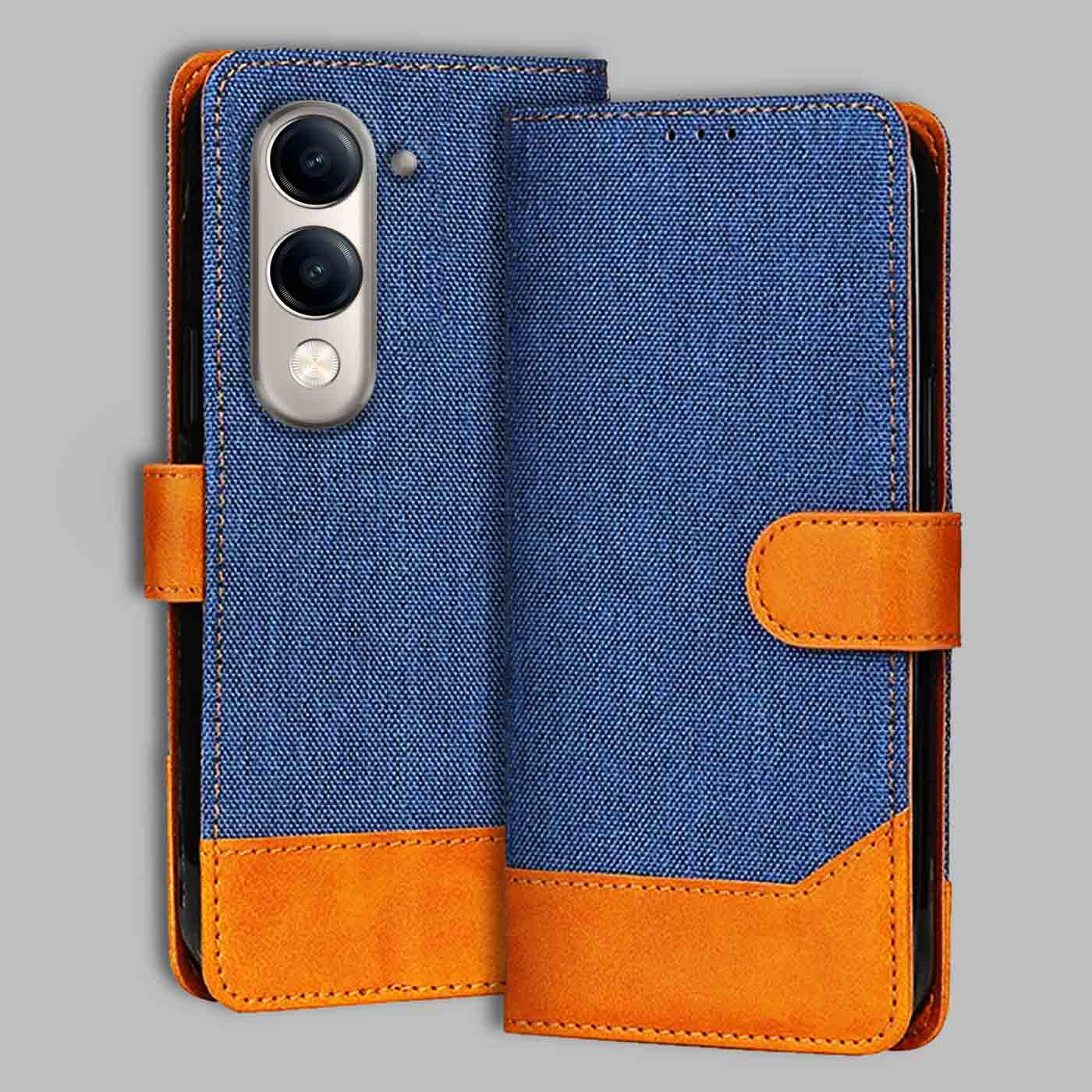 Accesorios Vivo Y19E 5G denim flip cover – Blue – Image 1 #color_