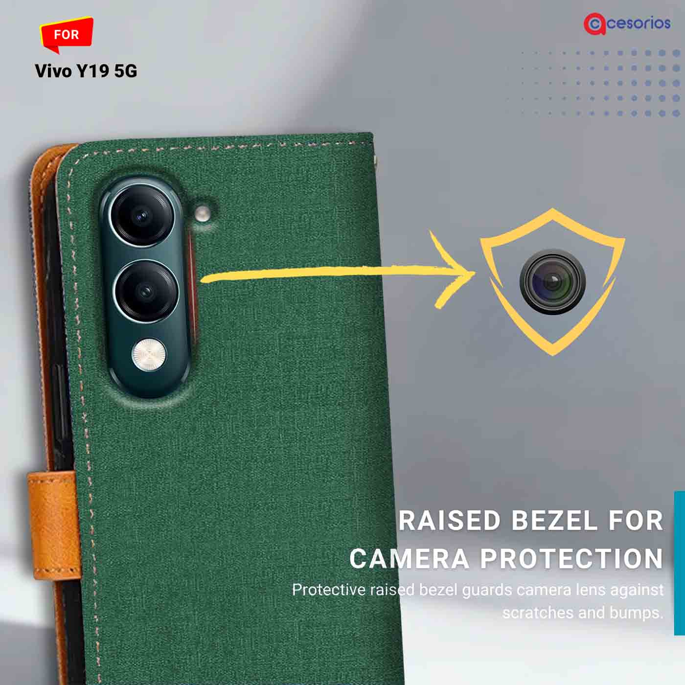 Canvas & Suede back panel — Vivo Y19 5G in Green mobile case
