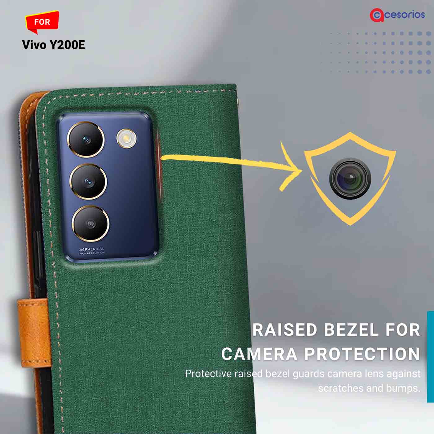 Canvas & Suede back panel — Vivo Y200E in Green mobile case