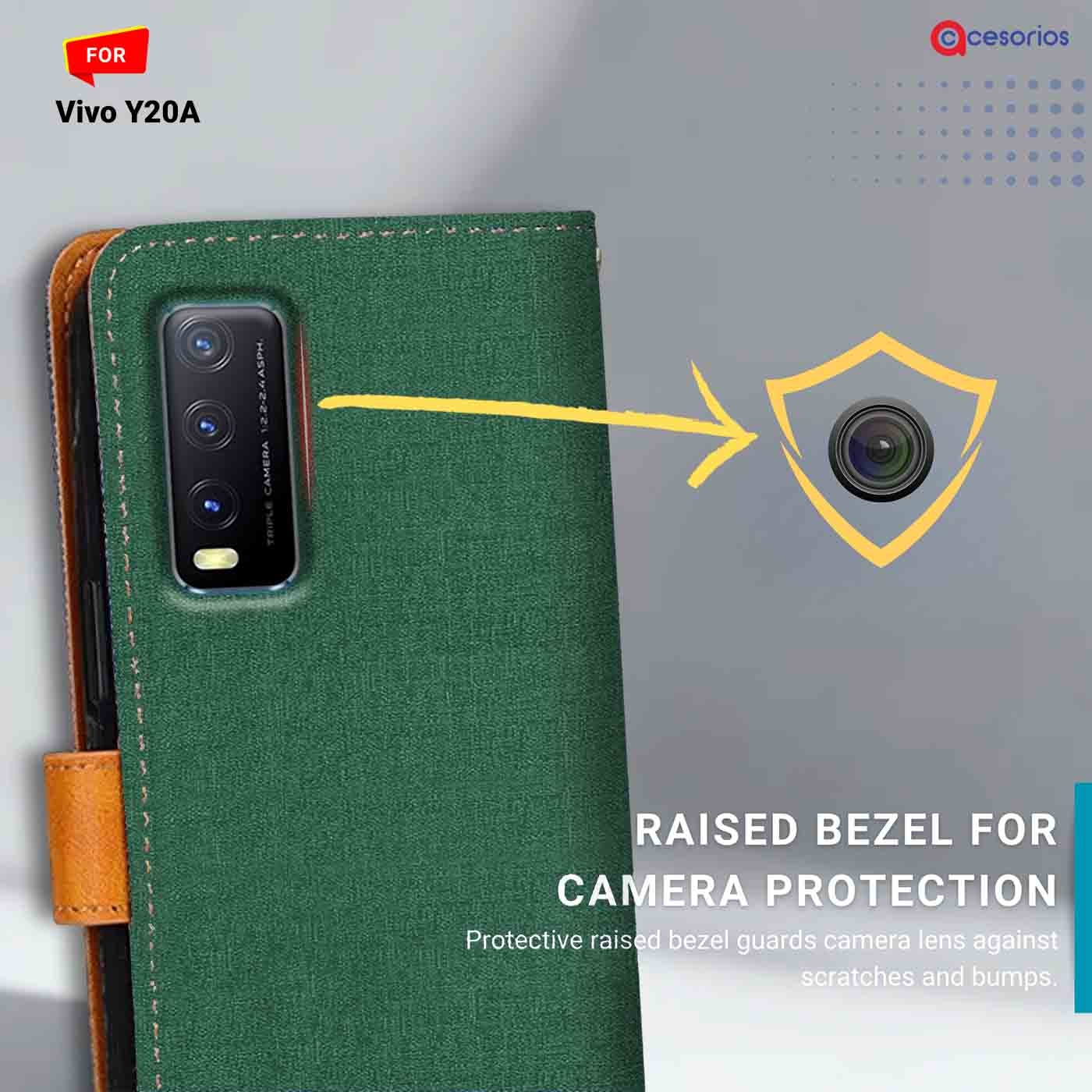 Canvas & Suede back panel — Vivo Y20A in Green mobile case