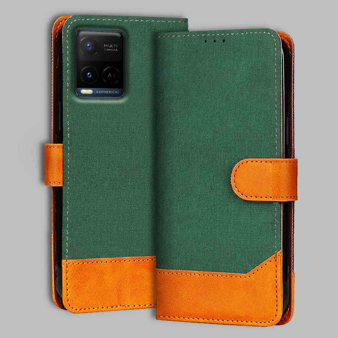 Accesorios Vivo Y21 denim flip cover – Green – Image 1 #color_g