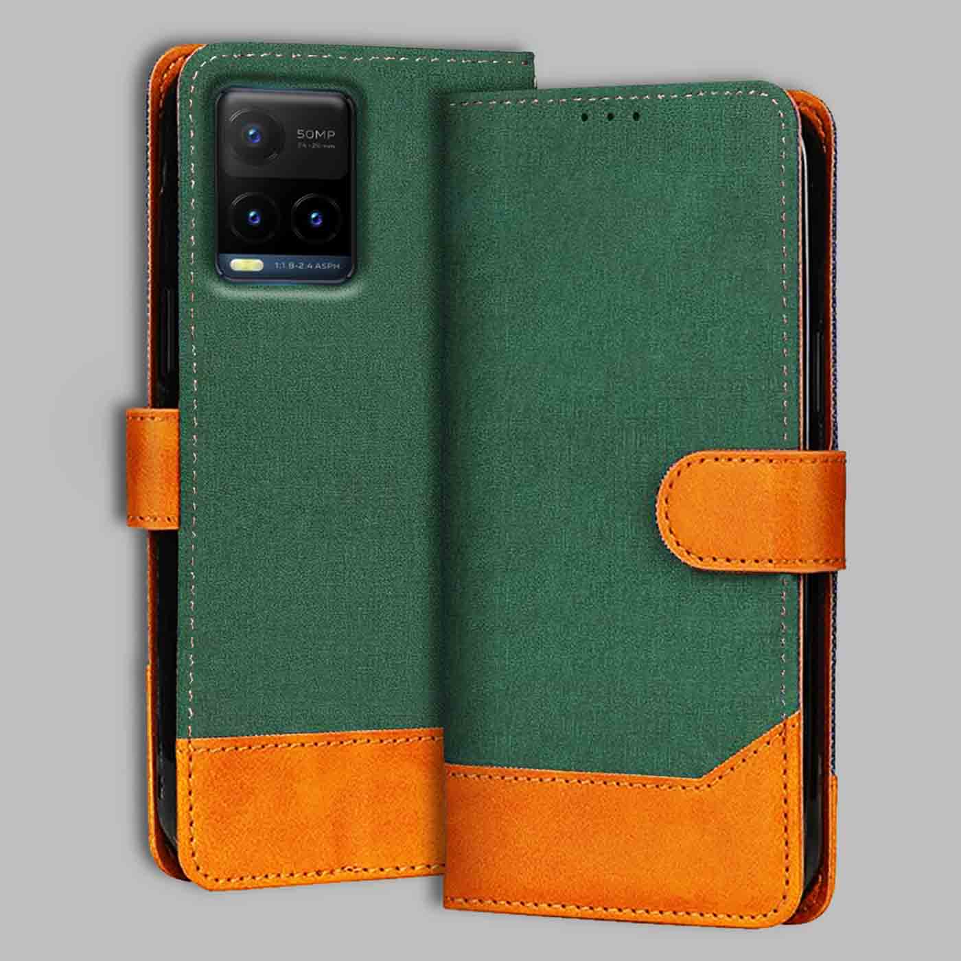 Accesorios Vivo Y21T denim flip cover – Green – Image 1 #color_g
