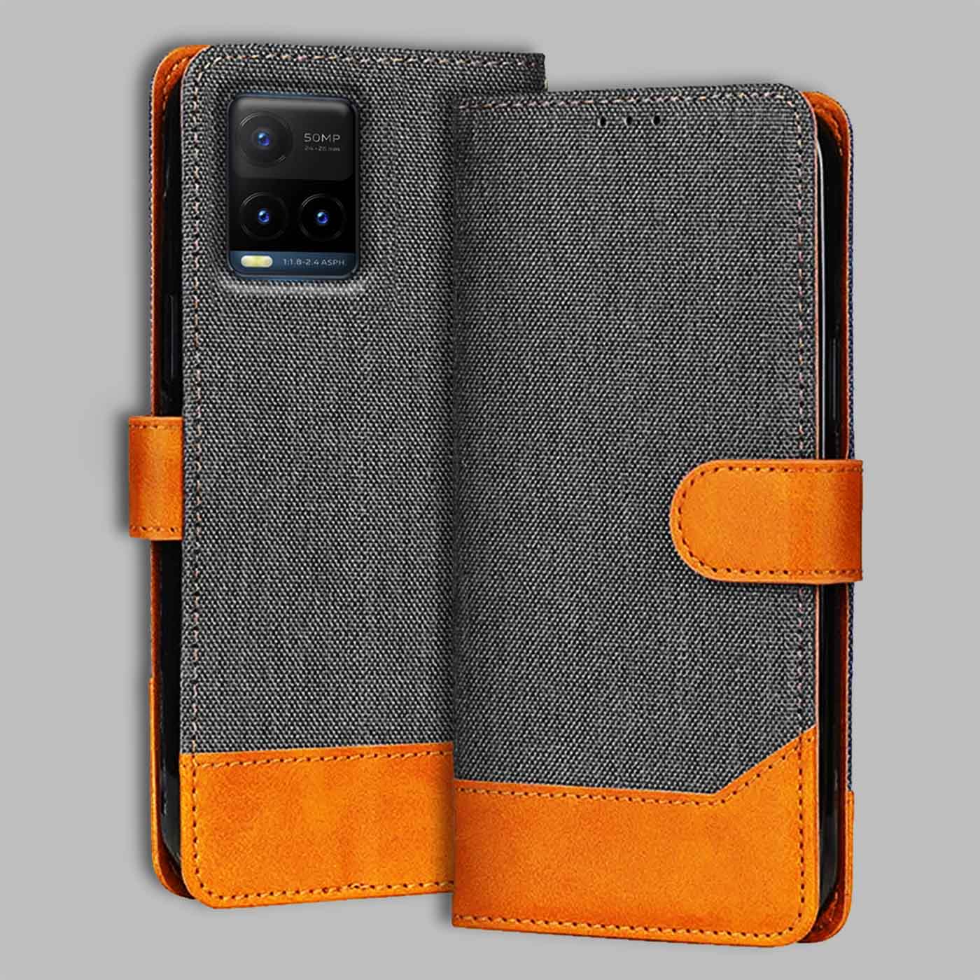 Accesorios Vivo Y21T denim flip cover – Grey – Image 1 #color_