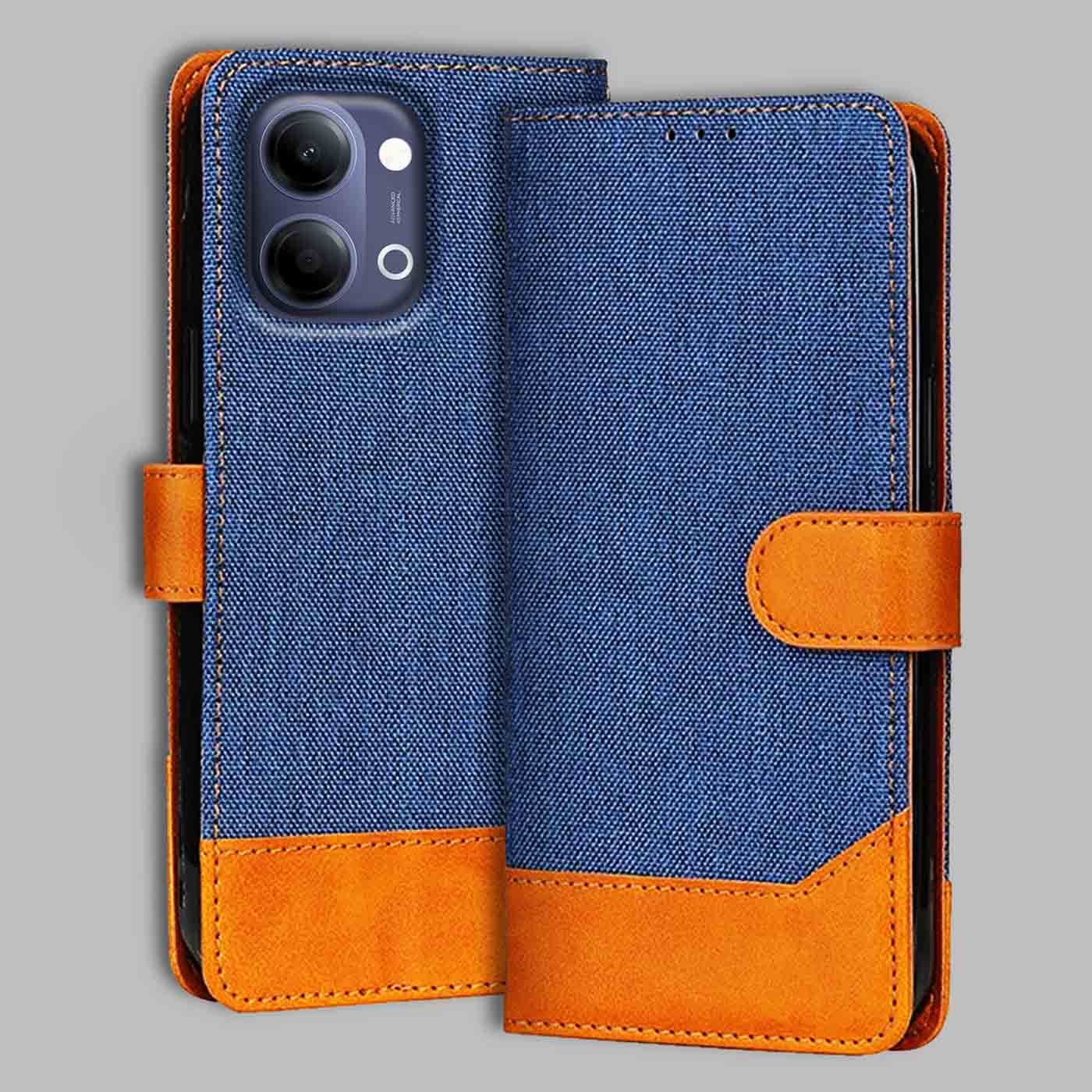 Vivo Y21 5G 2026 flip cover in Blue — front view by Accesorios