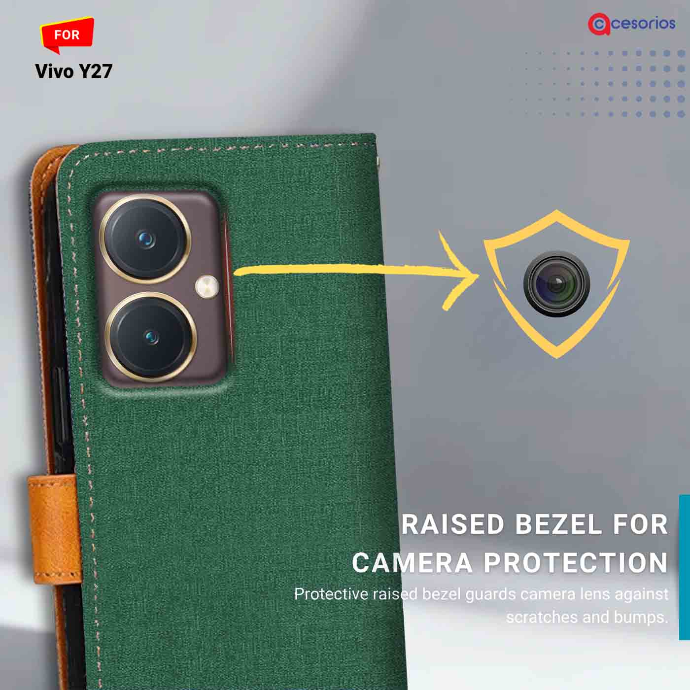 Canvas & Suede back panel — Vivo Y27 in Green mobile case